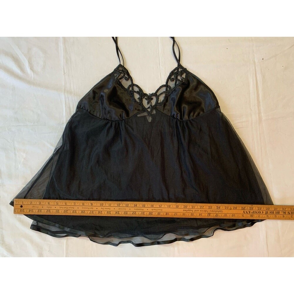 VTG Y2K Cinema Etoile Black Sheer Babydoll Chemise Negligee Medium Sexy Romantic - Picture 8 of 15